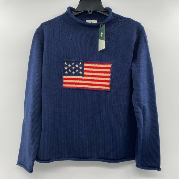 Tuckernuck Sweaters - Tuckernuck Women's Navy Americana Sweater Knit American Flag Roll Neck Size XS